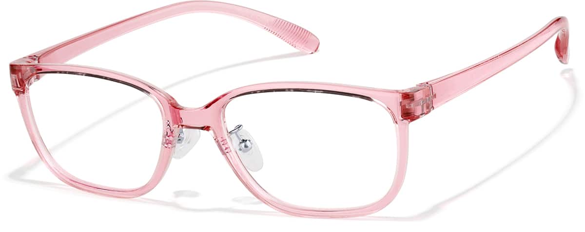 Angle view of Rectangle Glasses P128019 in Pink