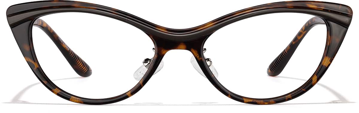 Front view of Cat-Eye Glasses P129025 in Tortoiseshell