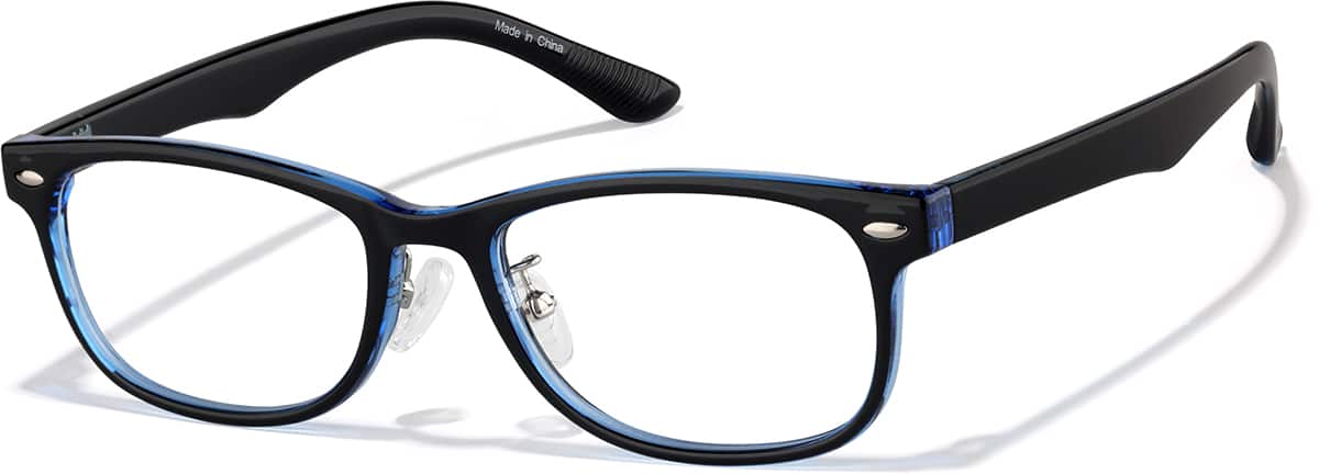 Angle view of Rectangle Glasses P129521 in Black
