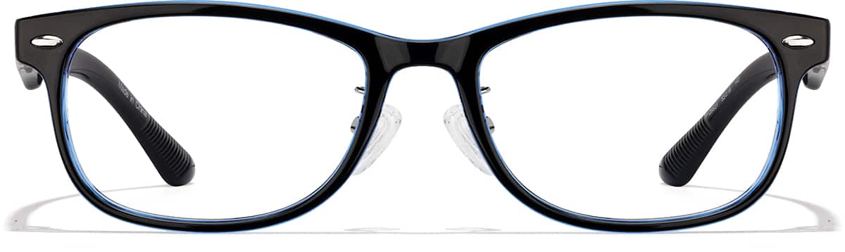 Front view of Rectangle Glasses P129521 in Black