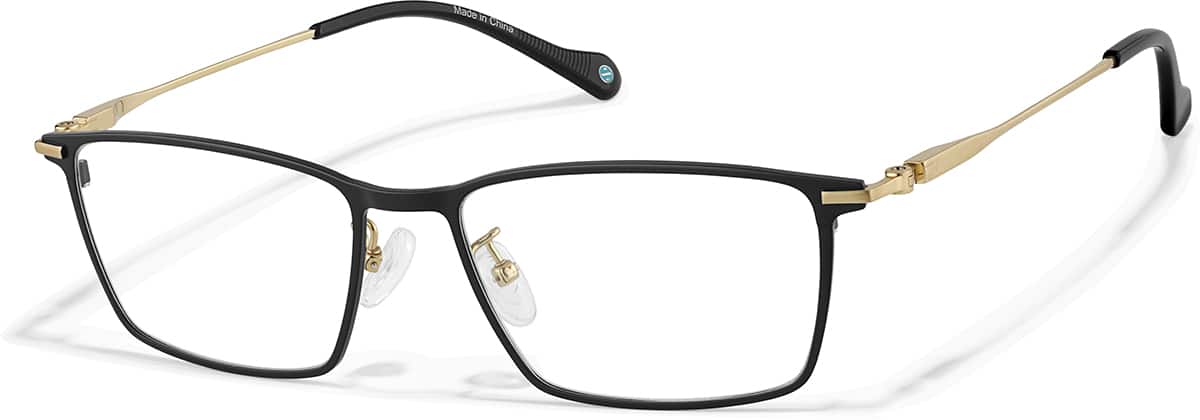 Angle view of Rectangle Glasses P1303421 in Black