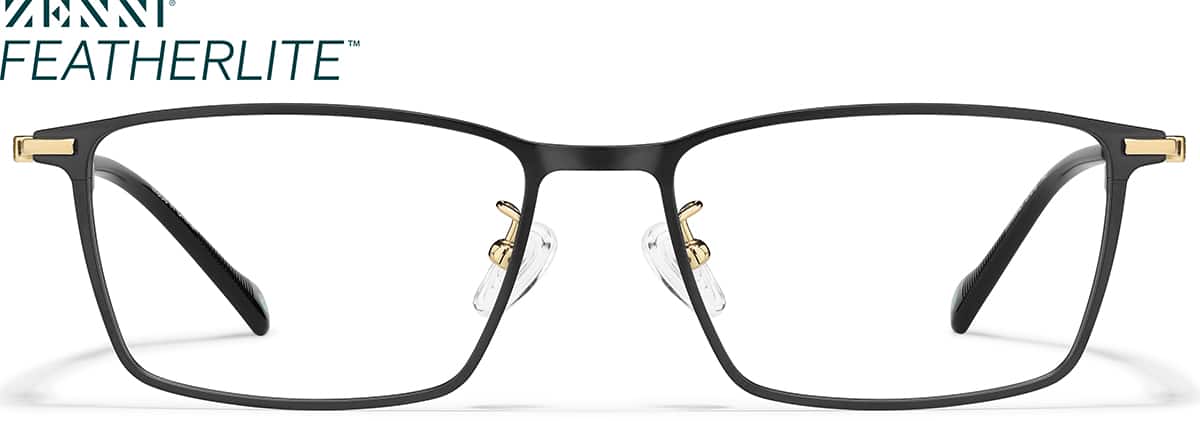 Front view of Rectangle Glasses P1303421 in Black