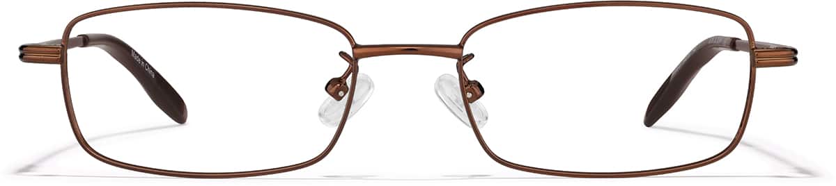 Front view of Rectangle Glasses P153015 in Brown