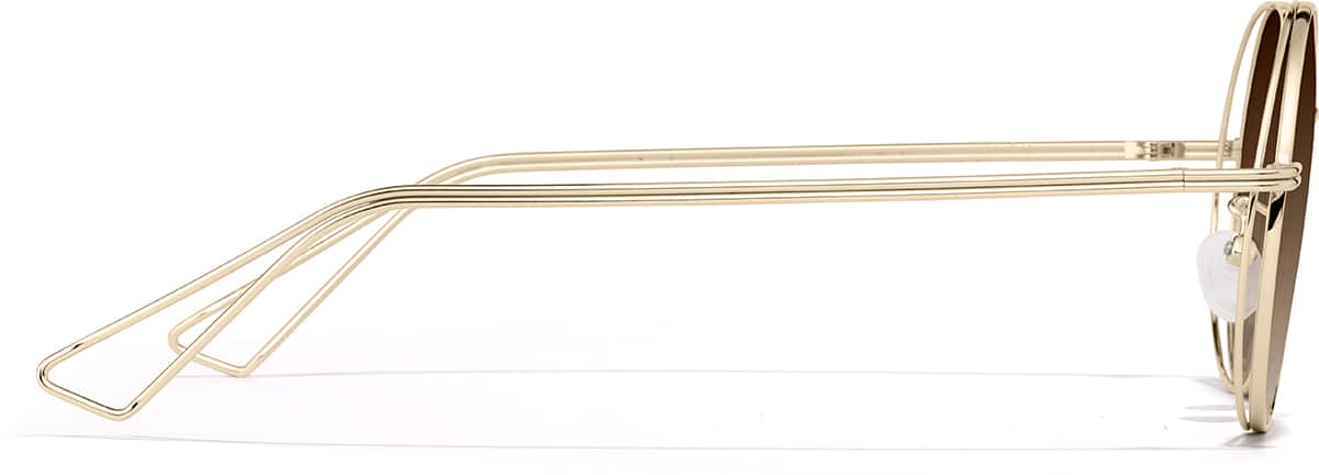 Side view of Premium Round Sunglasses P157414 in Gold