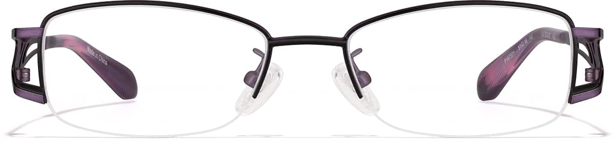Front view of Rectangle Glasses P167321 in Purple