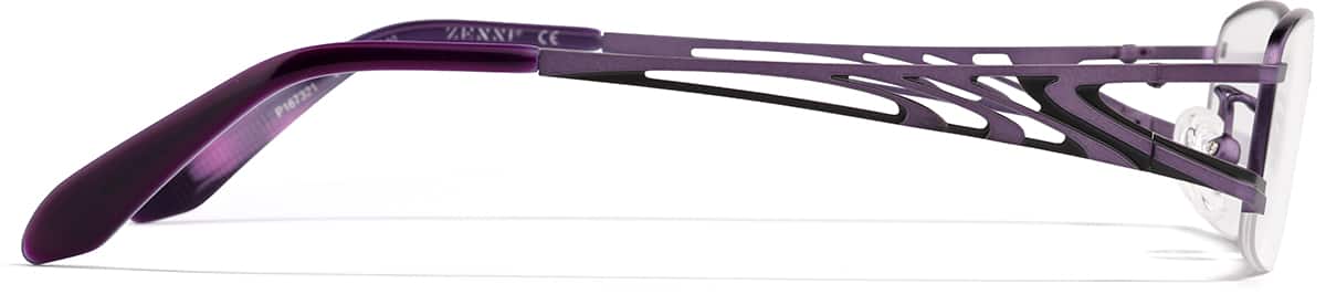 Side view of Rectangle Glasses P167321 in Purple