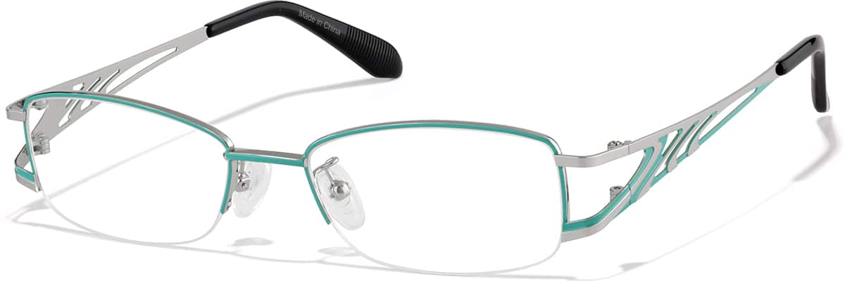 Angle view of Rectangle Glasses P167324 in Green