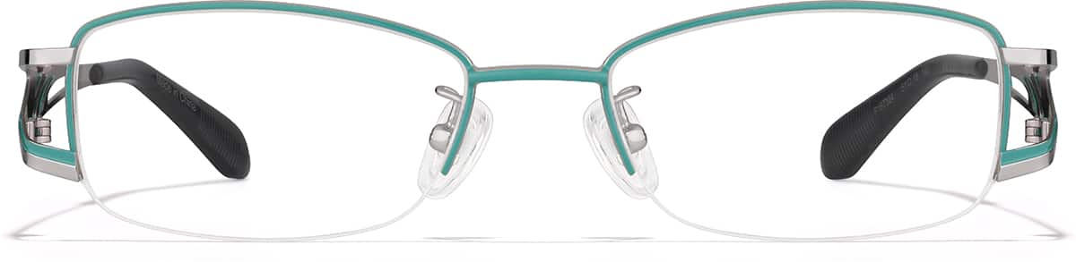 Front view of Rectangle Glasses P167324 in Green