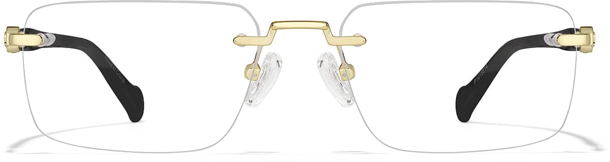 Front view of Rectangle Glasses P1915814 in Gold