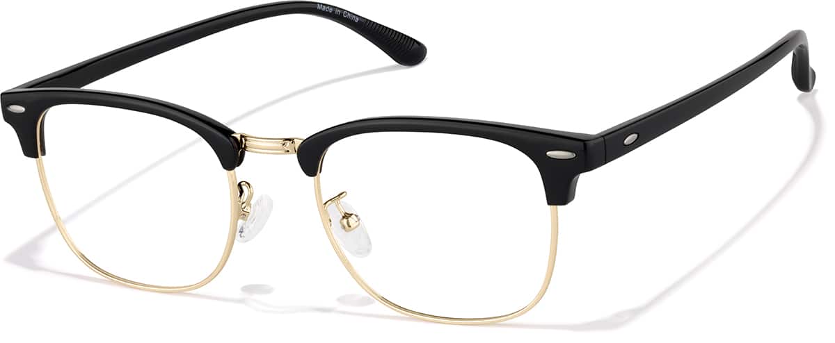 Angle view of Browline Glasses P1916621 in Black