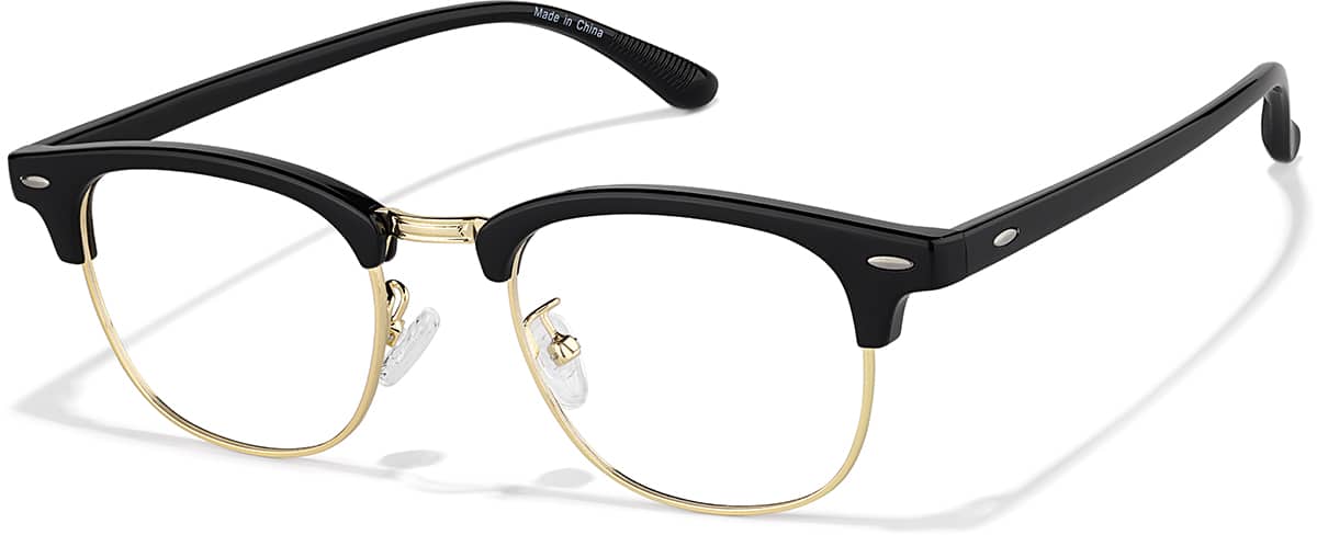 Angle view of Browline Glasses P195421 in Black