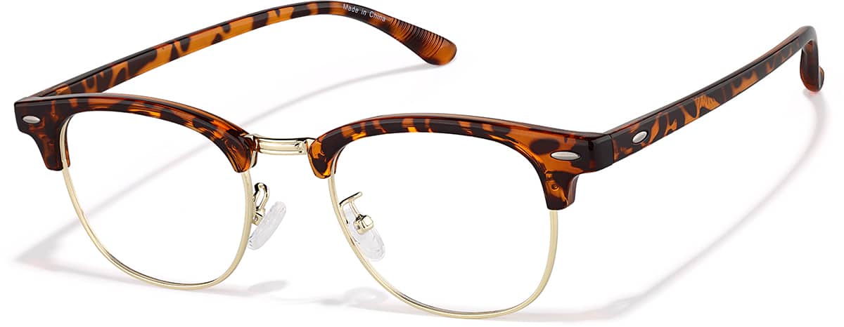 Angle view of Browline Glasses P195425 in Tortoiseshell