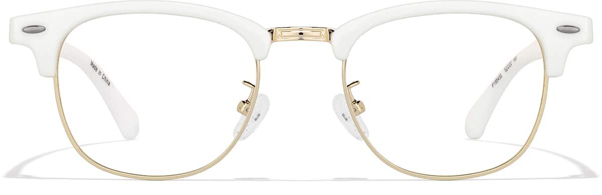 Front view of Browline Glasses P195430 in White