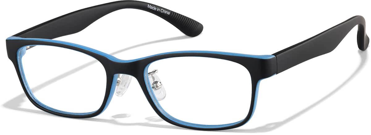 Angle view of Lightweight Kids Rectangle Glasses P2010121 in Black