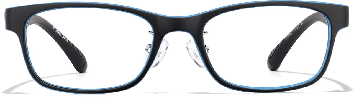 Front view of Lightweight Kids Rectangle Glasses P2010121 in Black