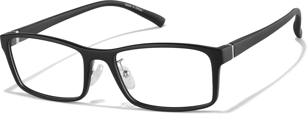 Angle view of Rectangle Glasses P2010621 in Black
