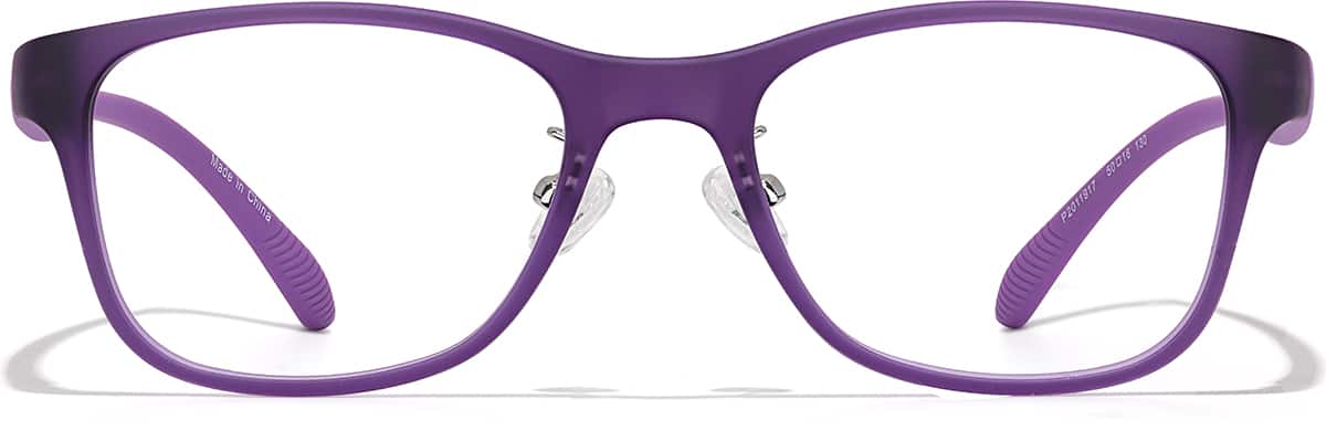 Front view of Kids Square Glasses P2011917 in Plum