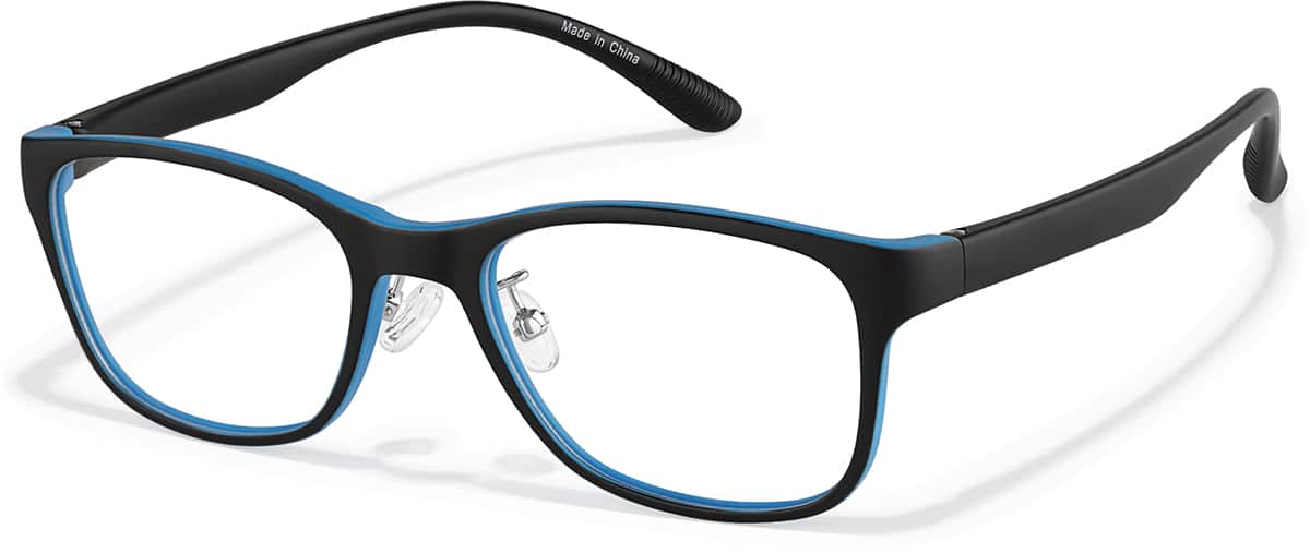 Angle view of Kids Square Glasses P2011921 in Black