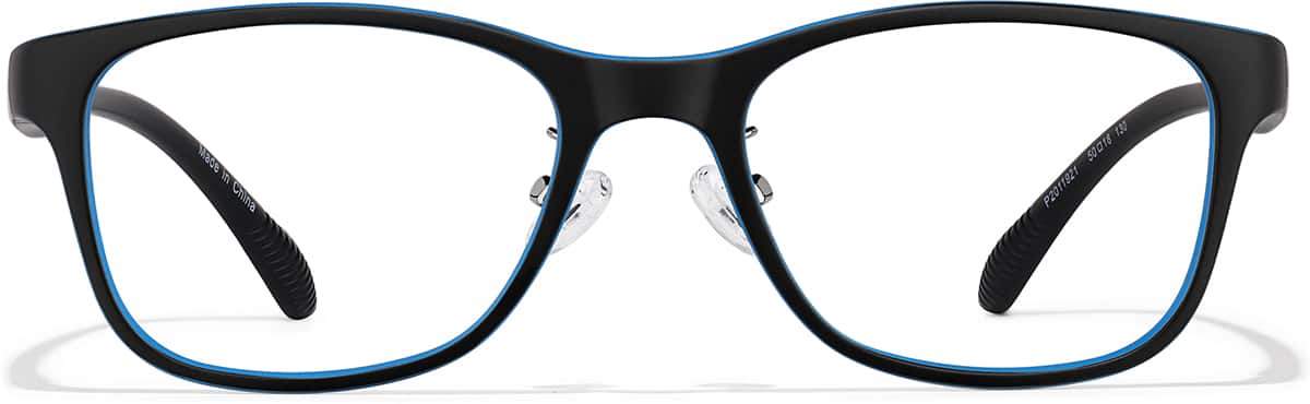 Front view of Kids Square Glasses P2011921 in Black