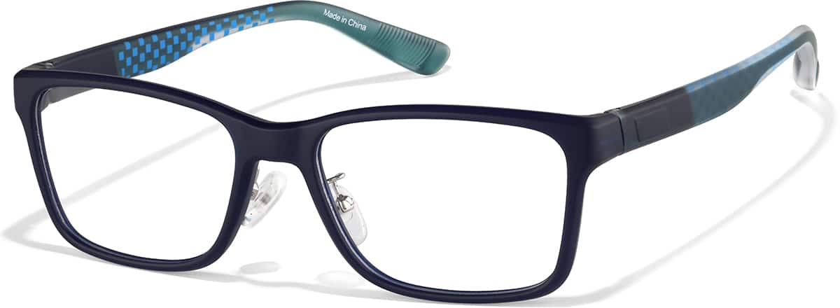 Angle view of Rectangle Glasses P2017516 in Blue