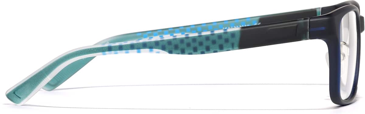 Side view of Rectangle Glasses P2017516 in Blue