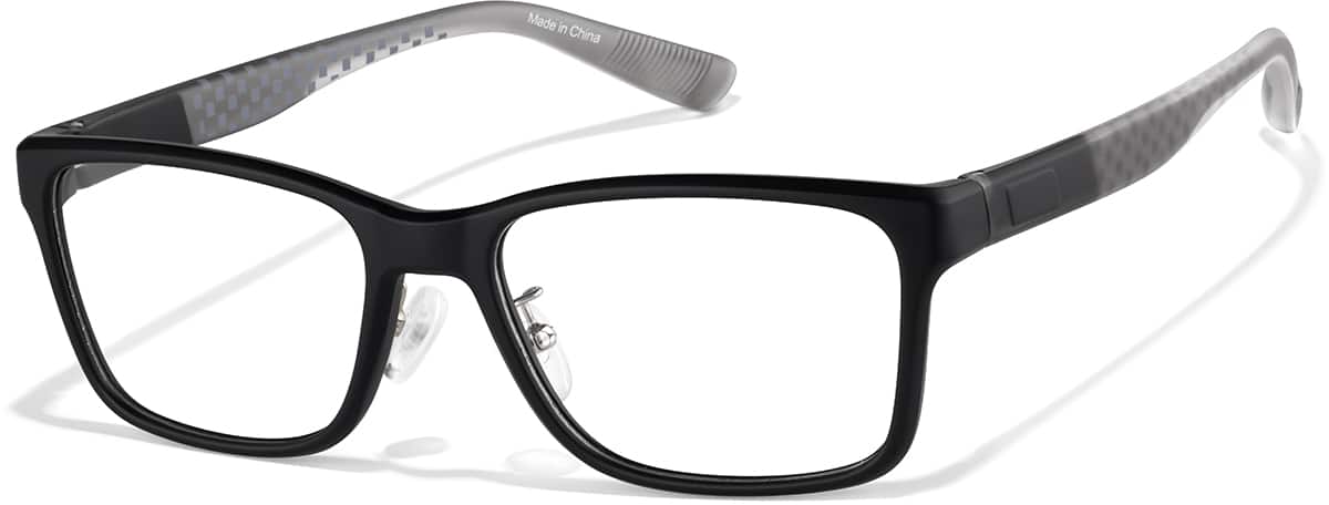 Angle view of Rectangle Glasses P2017521 in Black