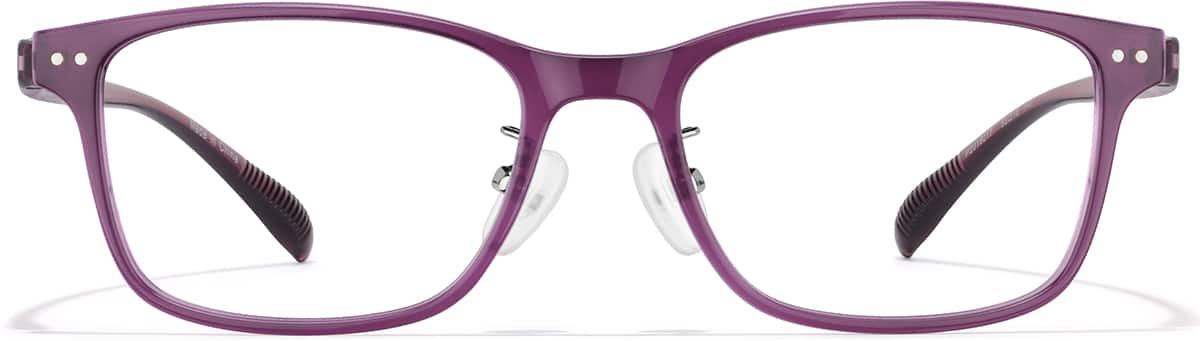 Front view of Rectangle Glasses P2019017 in Purple