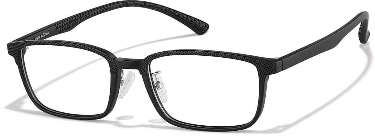 Angle view of Rectangle Glasses P2019221 in Black