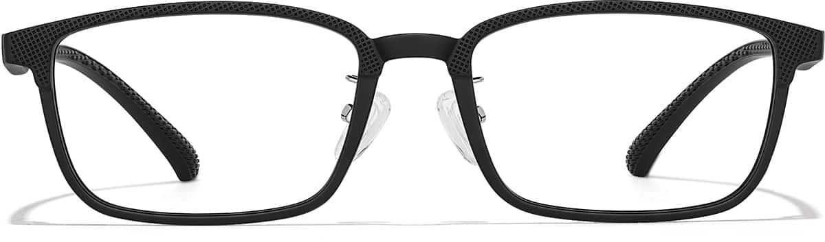 Front view of Rectangle Glasses P2019221 in Black