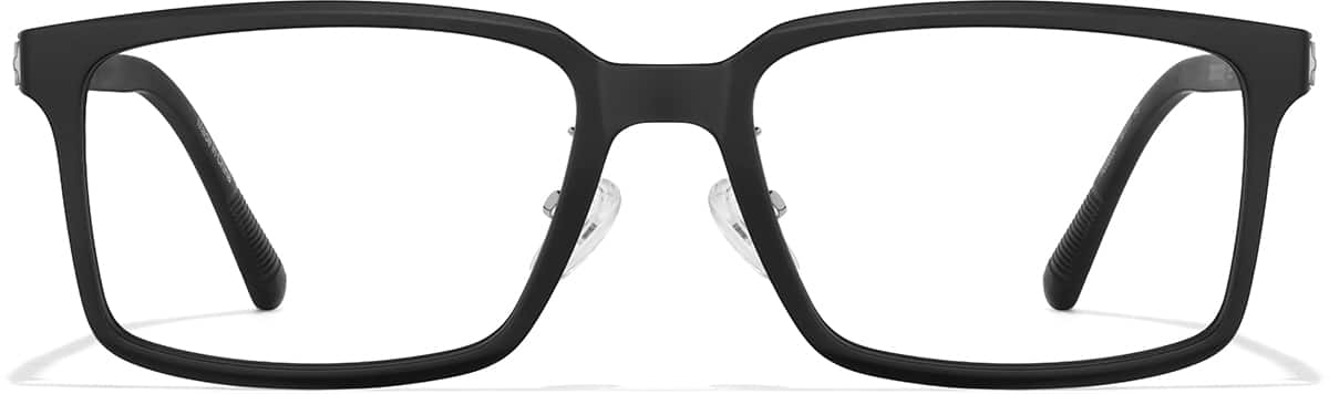 Front view of Plastic Rectangle Glasses P2020021 in Black