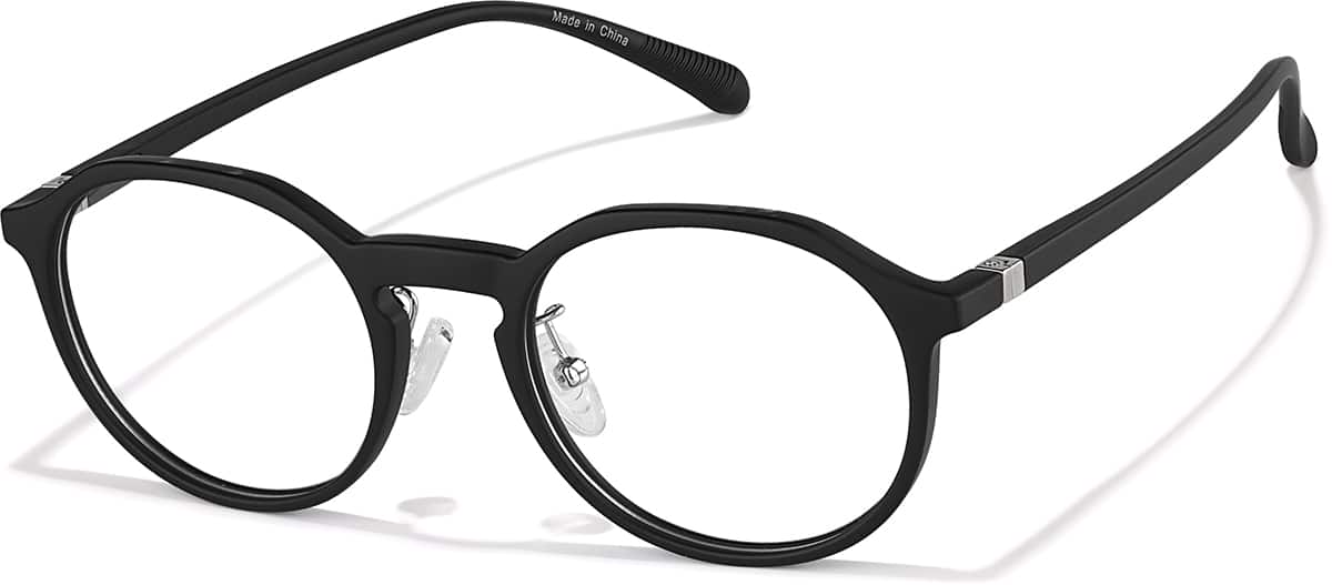 Angle view of Round Glasses P2020821 in Black