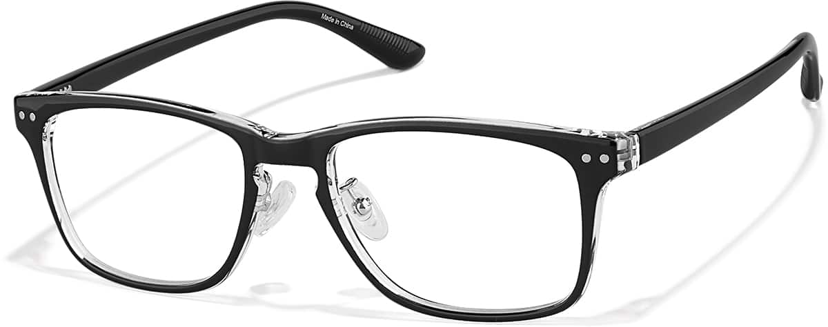Angle view of Rectangle Glasses P2026921 in Black