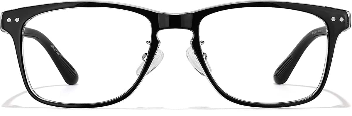 Front view of Rectangle Glasses P2026921 in Black