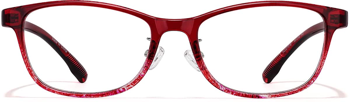 Front view of Oval Glasses P2027318 in Red