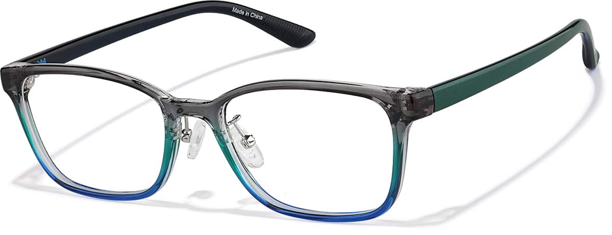 Angle view of Rectangle Glasses P2027616 in Blue