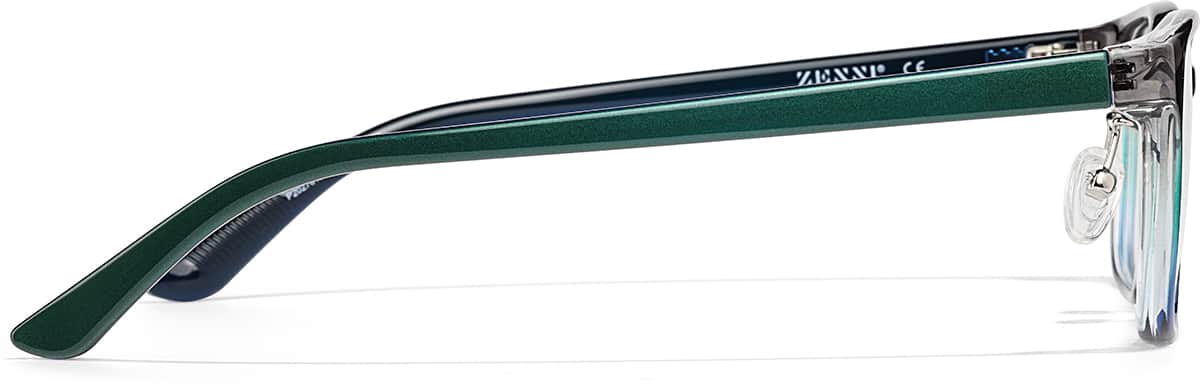 Side view of Rectangle Glasses P2027616 in Blue