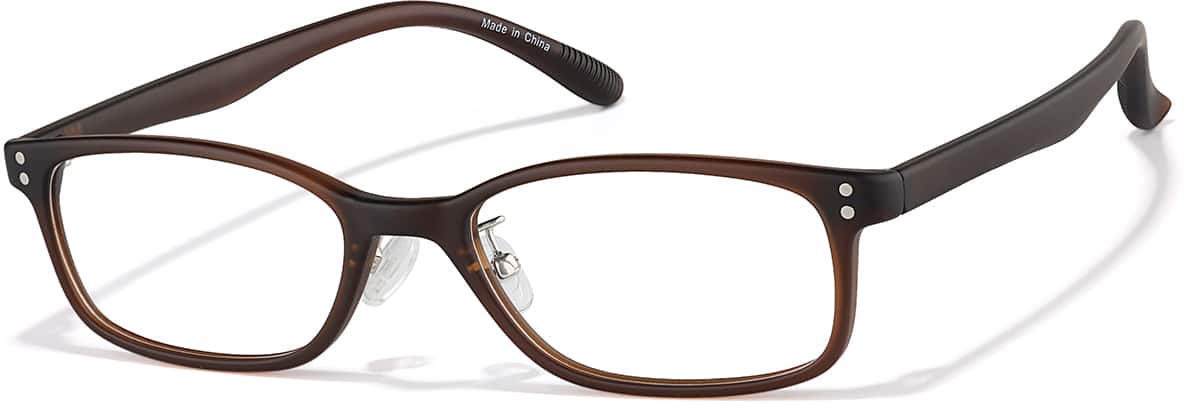 Angle view of Plastic Rectangle Glasses P2027915 in Brown