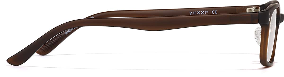 Side view of Plastic Rectangle Glasses P2027915 in Brown