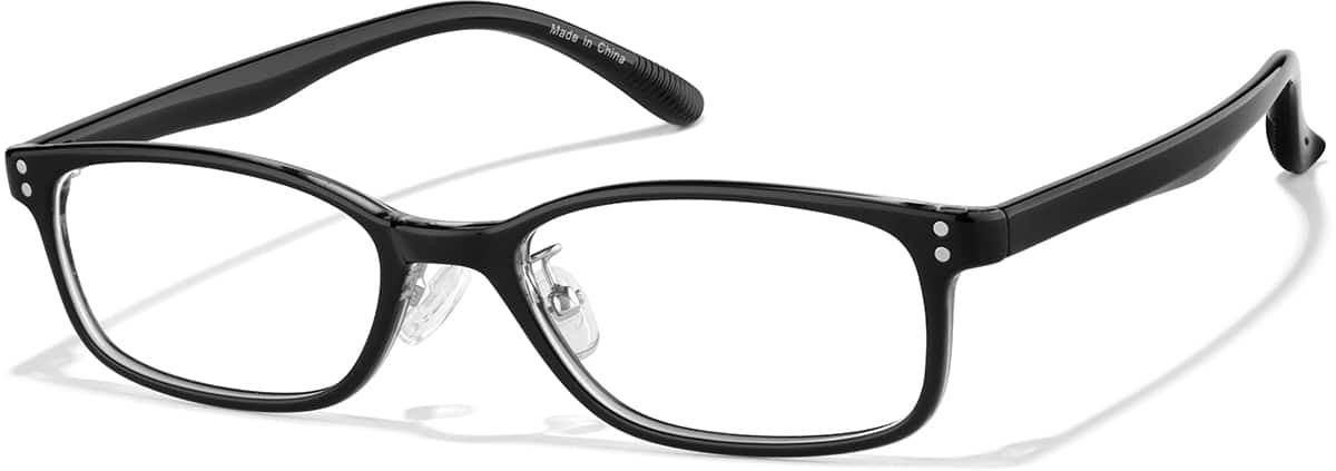 Angle view of Plastic Rectangle Glasses P2027921 in Black