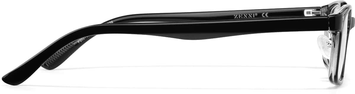 Side view of Plastic Rectangle Glasses P2027921 in Black