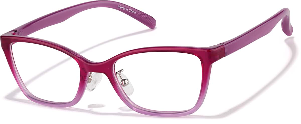 Angle view of Kids' Cat-Eye Glasses P2028317 in Purple