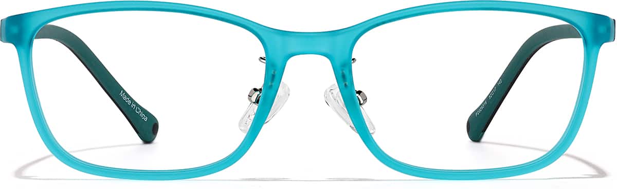 Front view of Kids' Rectangle Glasses P2029316 in Aqua