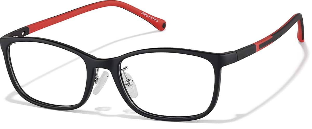 Angle view of Kids' Rectangle Glasses P2029321 in Black
