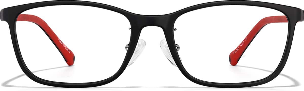 Front view of Kids' Rectangle Glasses P2029321 in Black