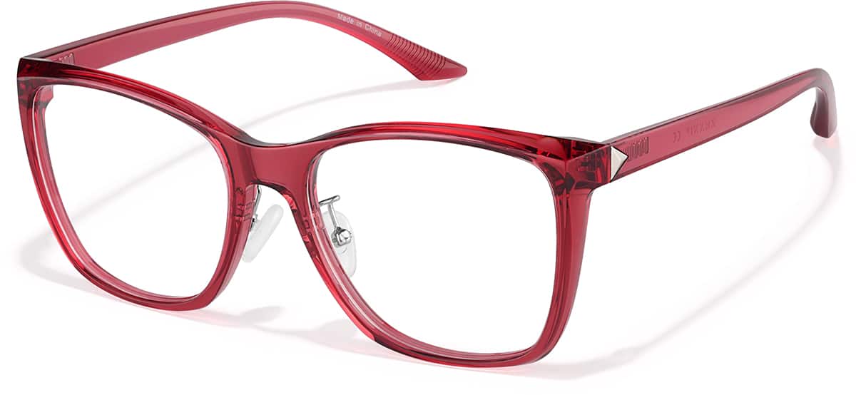 Angle view of Square Glasses P2030318 in Red