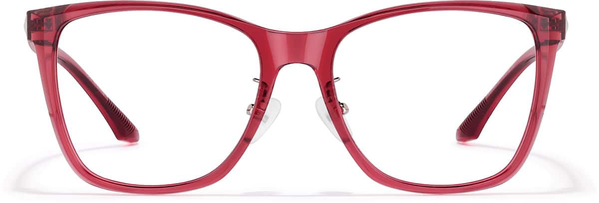 Front view of Square Glasses P2030318 in Red