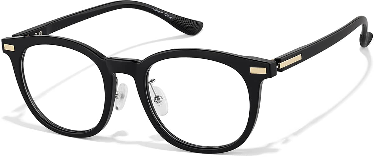 Angle view of Lightweight Round Glasses P2031521 in Black