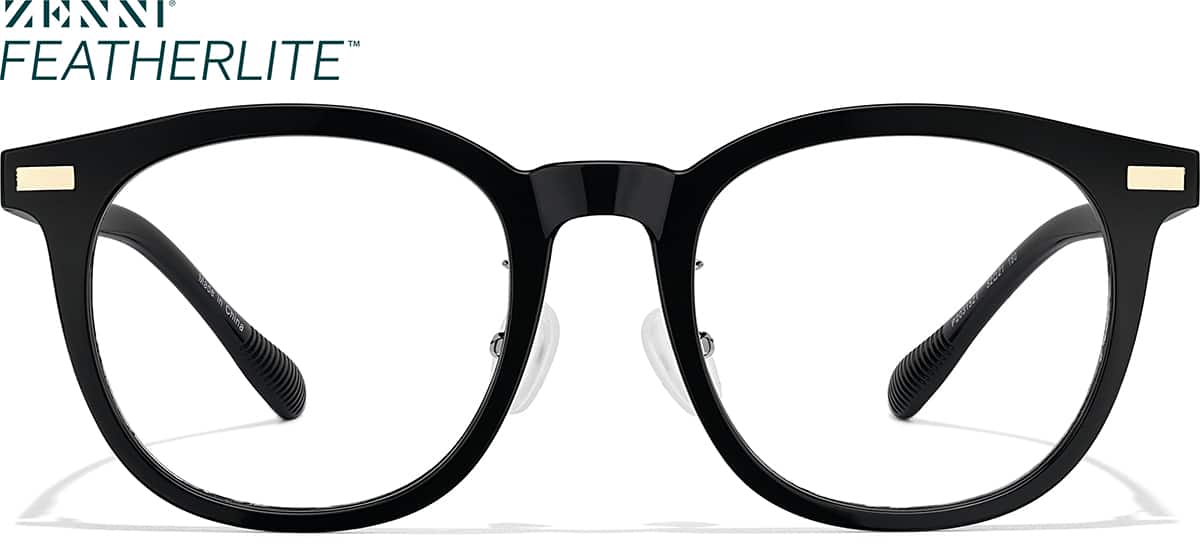 Front view of Lightweight Round Glasses P2031521 in Black