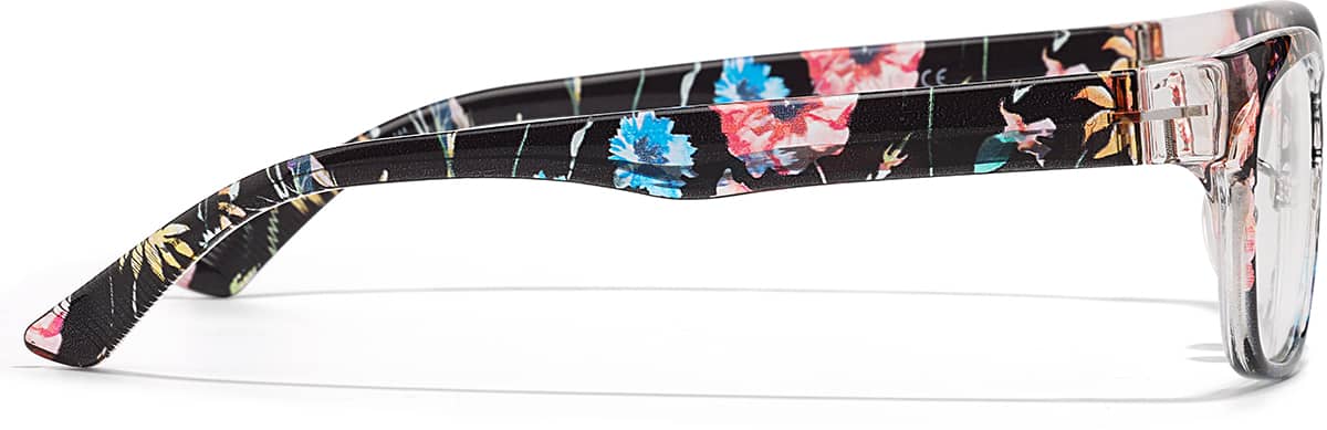 Side view of Rectangle Glasses P2032916 in Black Floral