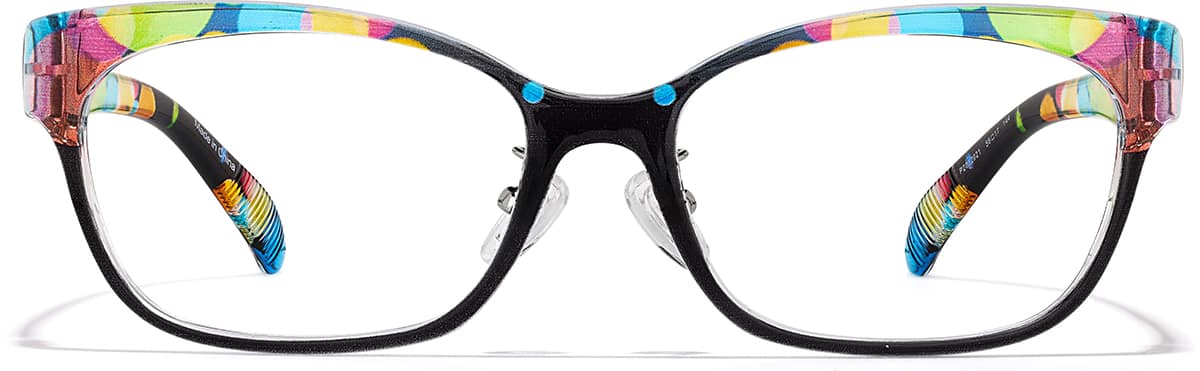 Front view of Rectangle Glasses P2032921 in Black